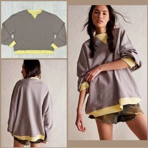 NWOT FREE PEOPLE CLASSIC CREW COLORBLOCK SWEATSHIRT